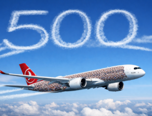 THY’nin TK-Aile Uçağı Gökyüzüne 500’üncü Uçak Logosunu Çizdi