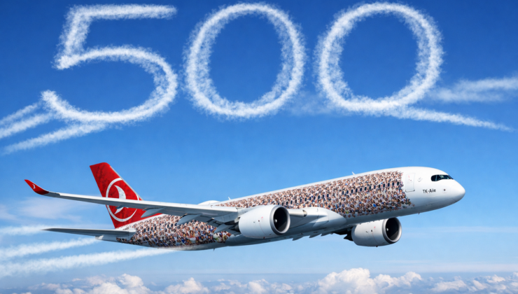 THY’nin TK-Aile Uçağı Gökyüzüne 500’üncü Uçak Logosunu Çizdi