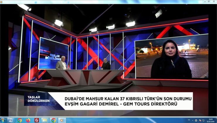Dubai’de mahsur kalan 37 Kıbrıslı Türk KIBRIS TV’ye bağlandı; İyiyiz, yalnız değiliz, güvendeyiz