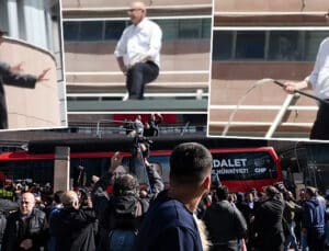 CHP’de özel destekçilerden ilginç görüntüler, Tanal hortumla bekliyor