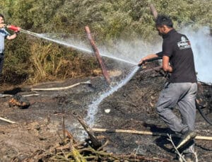 Güzelyurt-Kalkanlı’da çıkan yangında soğutma çalışmaları sürüyor