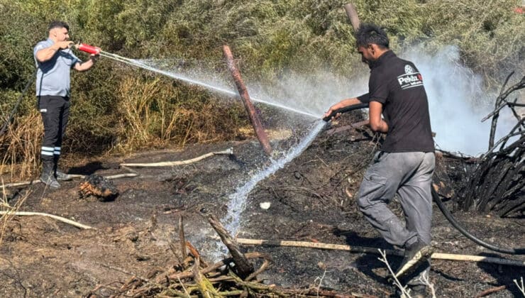 Güzelyurt-Kalkanlı’da çıkan yangında soğutma çalışmaları sürüyor