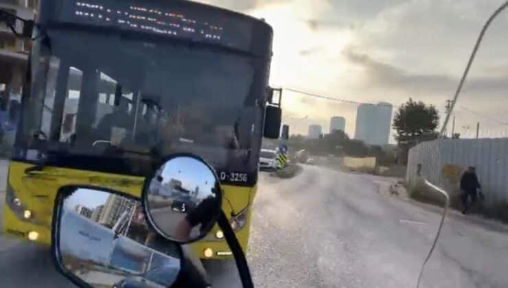 Kartal’da Kırmızıda Geçen Otobüs ve Motosikletli’nin  Mucize Kurtluşu