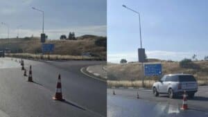 Polisten uyarı: Yola yağ dökülmesi nedeniyle trafik akışında kontrollü düzenleme yapıldı