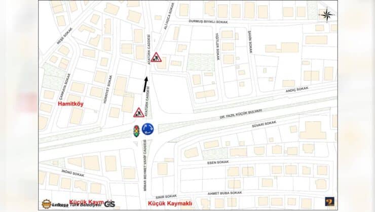 Atatürk Caddesi’nde Kavşak Düzenlemesi Cumartesi Başlıyor