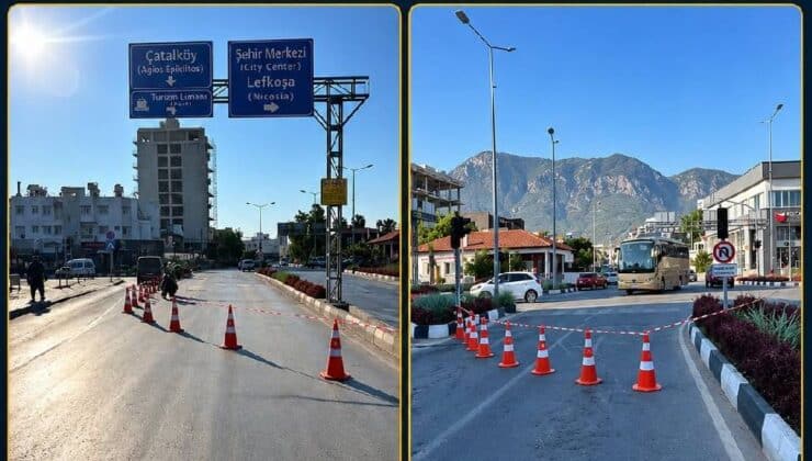 Girne Turizm Limanı Kavşağındaki Işıklar Arızalandı