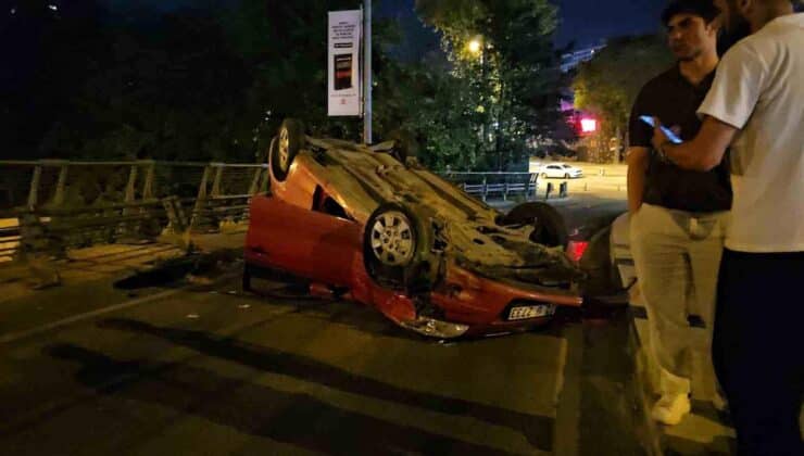 Şişli’de Alkollü Sürücü Köpeğe Çarpmamak İçin Takla Attı