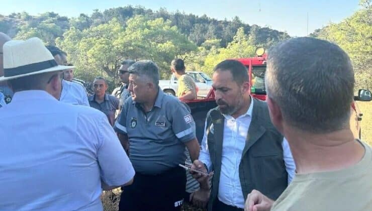 Çavuş, yangın bölgesinde incelemelerde bulundu